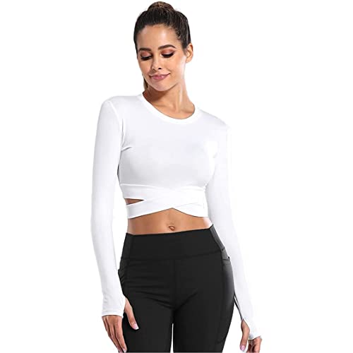 YEOREO Kyla Workout Crop Tops for Women Short Sleeve Twist Front Crop Tank  Top Padded Sports Bra Casual Shirts, #1 Milk White, X-Small : :  Clothing, Shoes & Accessories