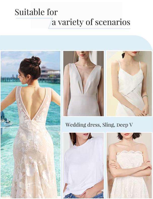 YODOOLTLY Plunge Sticky Bra Push Up,Invisible Adhesive Bras,Deep V  Strapless No Show Bra Reusable for Wedding Dress